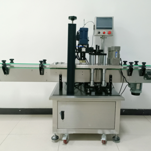 Automatic 4 wheel screw capping machine with cap elevator feeder